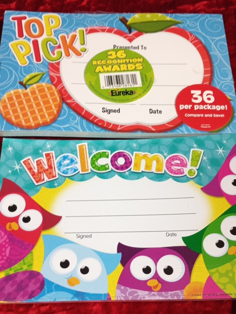 Welcome! Owl Recognition Awards - Colorful (36 Pack)